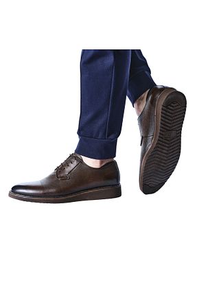 کفش کژوال قهوه ای مردانه چرم خالص bagcini - کد 846147455