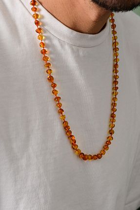 گردنبند جواهر آبی مردانه سنگ Amberistan - کد 890145336