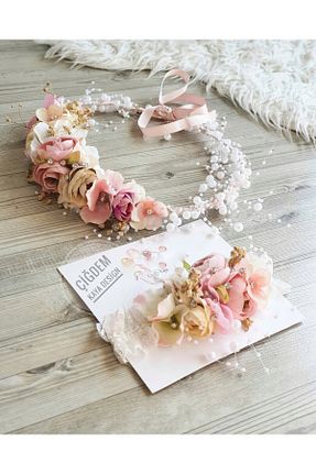 تاج صورتی زنانه مروارید Rengarenk Minikler - کد 91495735