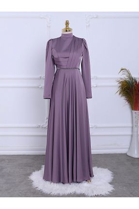 لباس مجلسی حجاب بنفش زنانه یقه ایستاده Modamorfo - کد 736338659