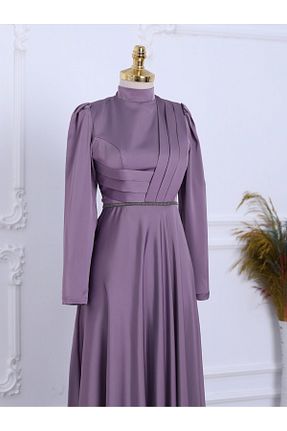 لباس مجلسی حجاب بنفش زنانه یقه ایستاده Modamorfo - کد 736338659