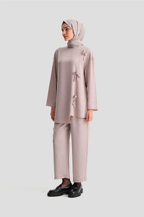 ست بالاتنه و پائین تنه حجاب قهوه ای زنانه رگولار Armine - کد 871260852