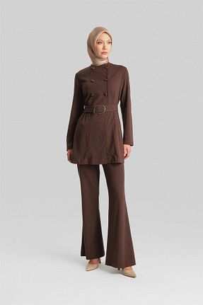ست بالاتنه و پائین تنه حجاب قهوه ای زنانه رگولار Armine - کد 871260427
