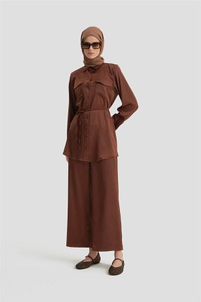 ست بالاتنه و پائین تنه حجاب قهوه ای زنانه رگولار Armine - کد 873844705