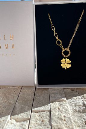 گردنبند استیل ( فولاد ) زرد زنانه استیل (فولاد) PALMMAMA - کد 890169749