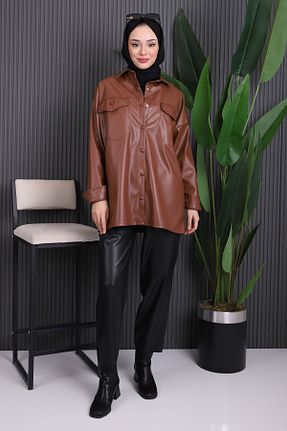 پیراهن حجاب قهوه ای زنانه رگولار İmajButik - کد 890170944