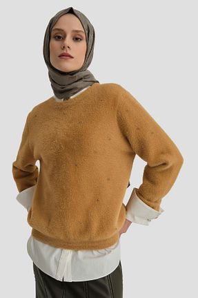 پلیور حجاب قهوه ای زنانه رگولار Armine - کد 873603172