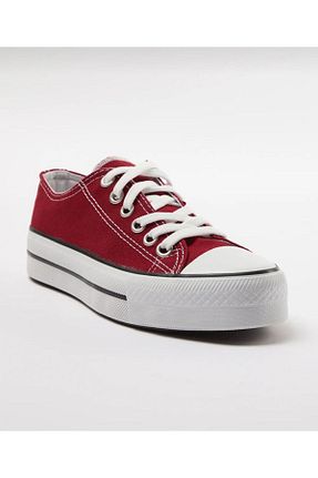 کفش اسنیکر زرشکی زنانه بند دار MİSSWEMODASHOES - کد 890164738