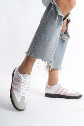 کفش اسنیکر صورتی زنانه بند دار Moda Değirmeni - کد 890212108