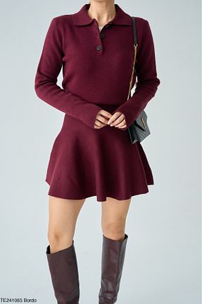 دامن زرشکی زنانه تریکو Lupies - کد 890299657
