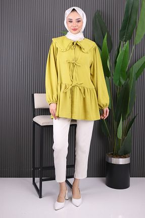 کیمونو و کافتان سبز زنانه کتان İmajButik - کد 890952655