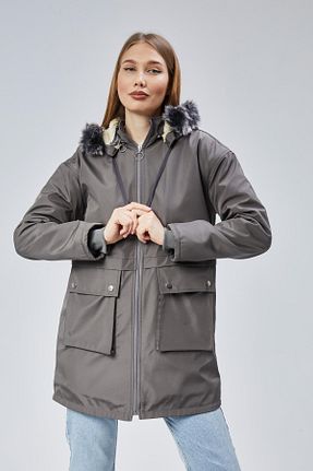 کاپشن طوسی زنانه رگولار dk denemekabini - کد 890301390