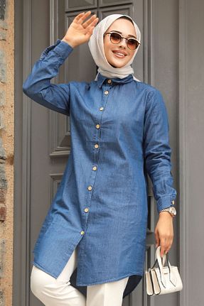 تونیک حجاب سرمه ای زنانه %100 پنبه Neva Style - کد 825546949