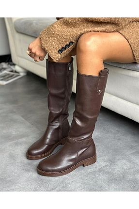 چکمه قهوه ای زنانه چرم مصنوعی Zuum - کد 890296506