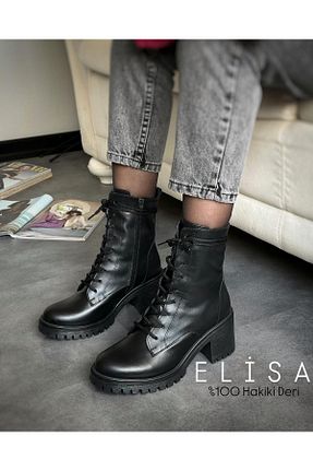 بوت / نیم بوت مشکی زنانه چرم خالص Zuum - کد 890301788