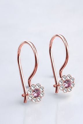 گوشواره نقره صورتی بچه گانه 925 عیار jelux silver - کد 889940800