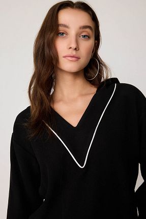 سوئیشرت مشکی زنانه رگولار Vitrin - کد 764962558