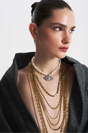 گردنبند جواهر طلائی زنانه روکش طلا Mon Reve - کد 863424314