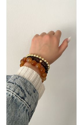 دستبند جواهر قهوه ای زنانه سنگ طبیعی SU PERİSİ TAKI BİJUTERİ - کد 890308089