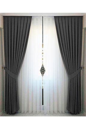 پرده زمینه طوسی پلی استر İ.D İpek Dokuma - کد 56535376
