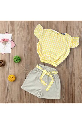 ست بالاتنه و پائین تنه زرد بچه گانه بافتنی MSMMODA - کد 842953976