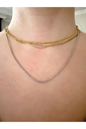 گردنبند استیل ( فولاد ) طوسی زنانه استیل ضد زنگ Gümüş sandık - کد 890423464