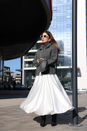 دامن سفید زنانه بافتنی Özge Özgenç - کد 890434791
