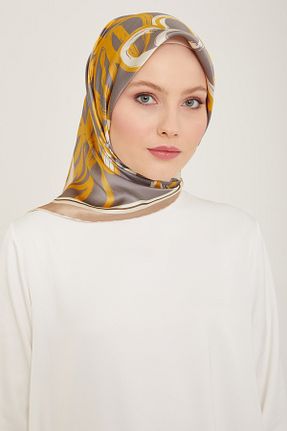 روسری سرمه ای کرپ ساتن ابریشم Armine - کد 807562152