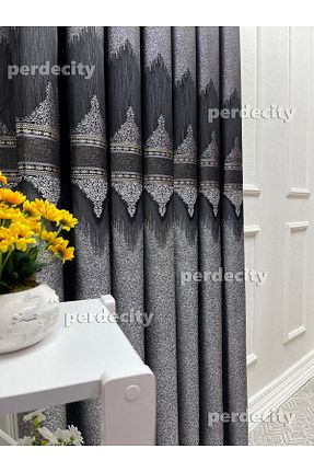 پرده زمینه طوسی پلی استر PERDECITY - کد 890445208