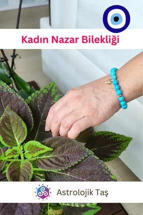 دستبند جواهر فیروزه ای زنانه سنگ طبیعی Astrolojik Doğal Taş - کد 891417537