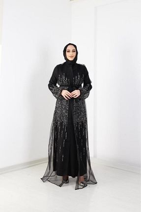 لباس مجلسی حجاب مشکی زنانه یقه دوچرخه AbiyeSultan - کد 891436262