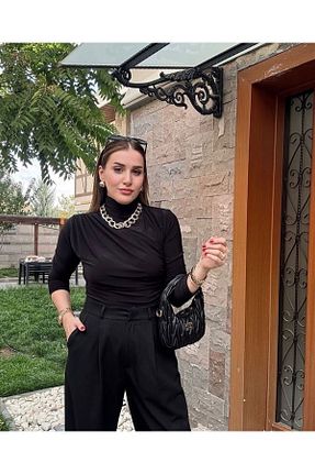 بلوز مشکی زنانه ساده GÖKÇEGYM - کد 890467357