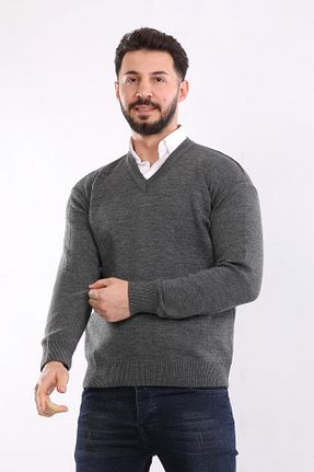 پلیور طوسی مردانه ساده HEDEFNUR TEKSTİL - کد 890506099