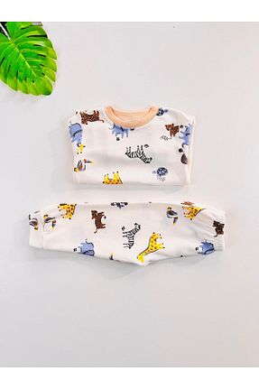 ست بالاتنه و پائین تنه قهوه ای بچه گانه بافت EFU BABY - کد 891523179