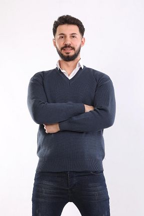پلیور آبی مردانه ساده HEDEFNUR TEKSTİL - کد 890505998