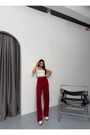شلوار زرشکی زنانه بافتنی COMBİNE MİCHAİL - کد 885957075