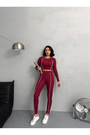 ساق شلواری اسپرت زرشکی زنانه بلند Edsize - کد 890756173