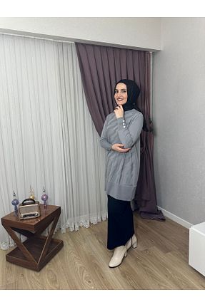 تونیک حجاب طوسی زنانه بافتنی Elissa butik - کد 891593897