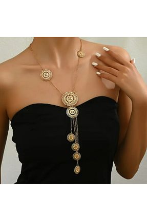 گردنبند جواهر طلائی زنانه برنجی TAKİŞKO - کد 890604696