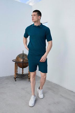ست بالاتنه و پائین تنه آبی مردانه بافتنی Pobudo - کد 833431876