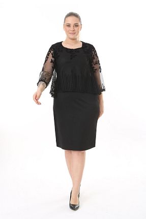 لباس مجلسی سایز بزرگ مشکی زنانه یقه دوچرخه modayız - کد 819334738
