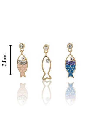 گوشواره جواهر طلائی برنجی Pelin Aksesuar - کد 63321330