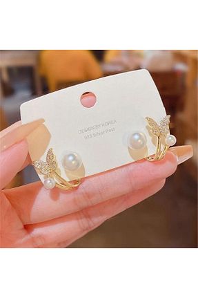 گوشواره جواهر طلائی زیرکن Pelin Aksesuar - کد 833410568