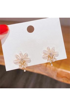 گوشواره جواهر طلائی سنگ طبیعی Pelin Aksesuar - کد 833291093