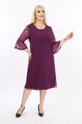 لباس سایز بزرگ بنفش زنانه پلی اورتان modayız - کد 286497569