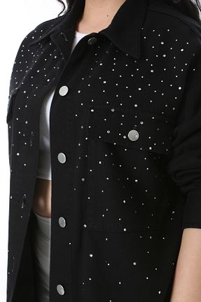 شلوار جین سایز بزرگ مشکی زنانه بلند Şans - کد 874885582