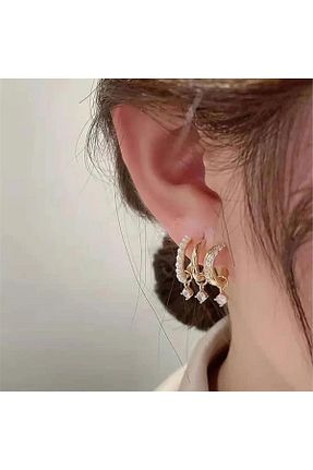 گوشواره جواهر طلائی لزران Pelin Aksesuar - کد 833101351