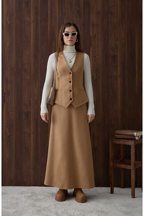 ست بالاتنه و پائین تنه قهوه ای زنانه بافتنی Fatma Atasoy - کد 890645258