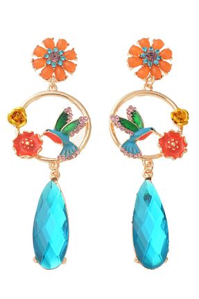 گوشواره جواهر رنگی میخ Pelin Aksesuar - کد 6642839