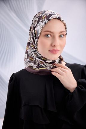 روسری قهوه ای 90 x 90 Yaqa - کد 890683058